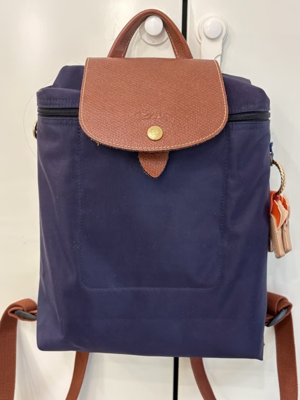 Longchamp small dark blue backpack